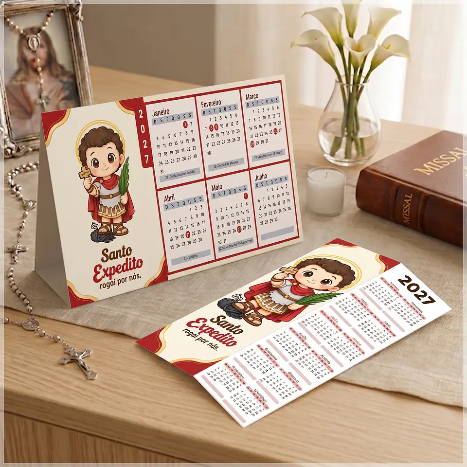 Arquivo de Corte Calendário e Marca Página Religioso Santo Expedito 45 1
