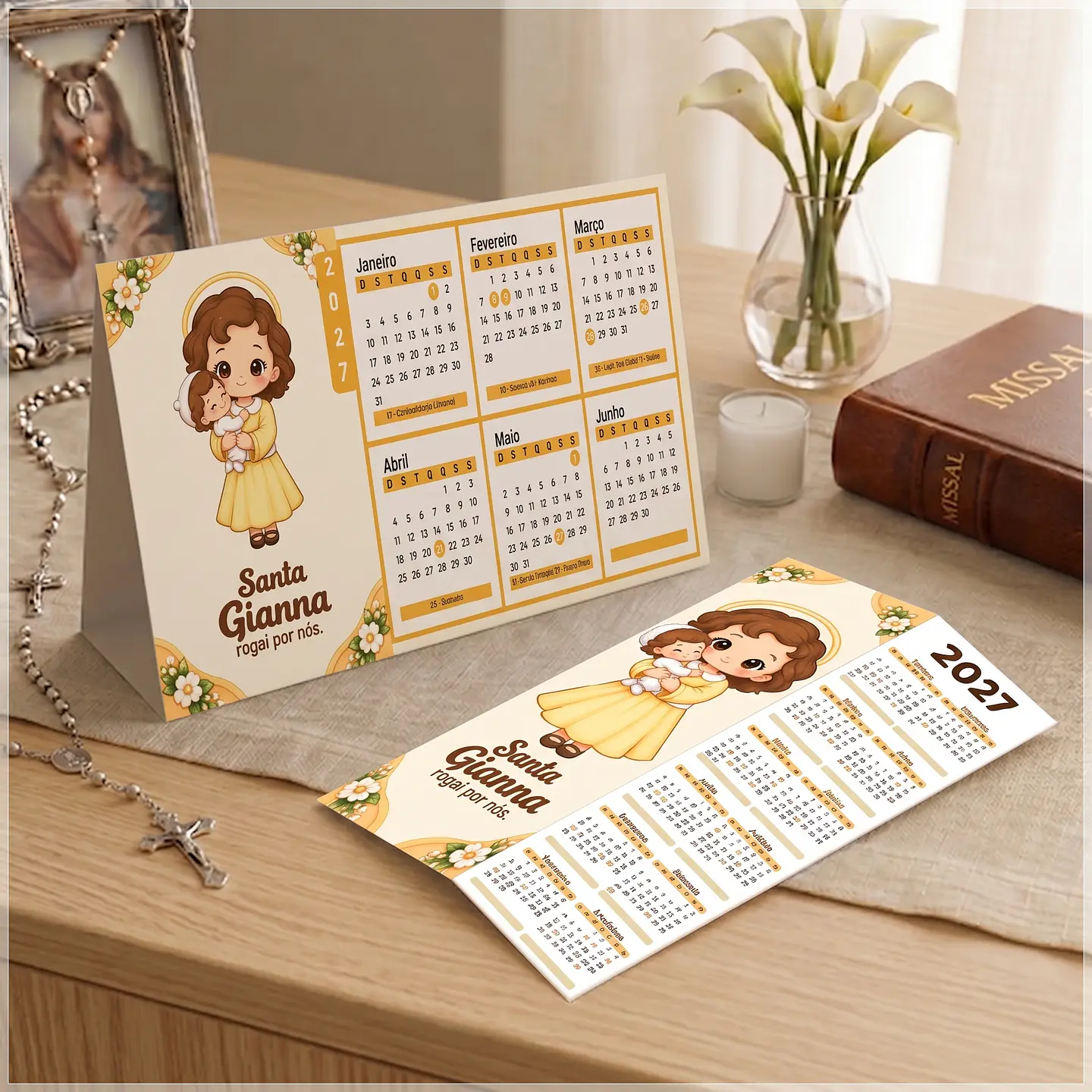 Arquivo de Corte Calendário e Marca Página Religioso Santa Gianna 44 1