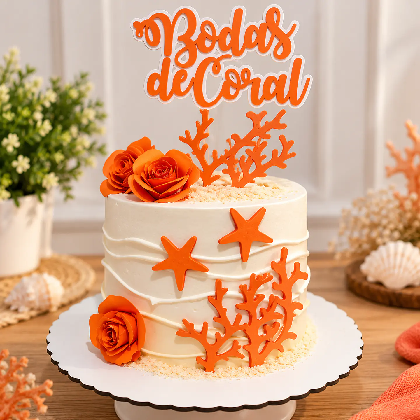 Arquivo de Corte Topo de Bolo Bodas de Coral 1 1