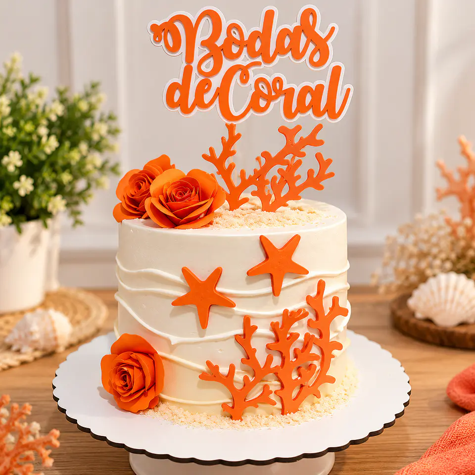 Arquivo de Corte Topo de Bolo Bodas de Coral 1 1