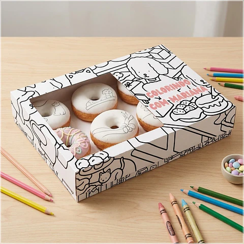 Arquivo de Corte - Cx 8 Donuts Dia das Crianças Colorir Bobbie Goods