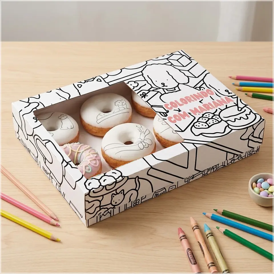 Arquivo de Corte - Cx 8 Donuts Dia das Crianças Colorir Bobbie Goods 1