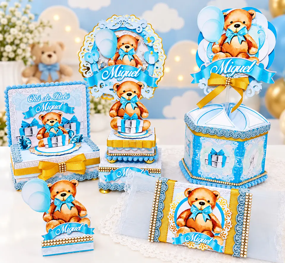 Arquivo de Corte Kit Festa Chá de Bebê Ursinho Azul 3 1