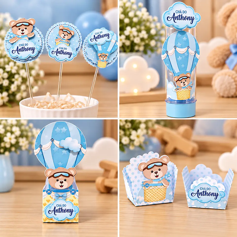 Arquivo de Corte Kit Festa Chá de Bebê Ursinho Azul 2 1