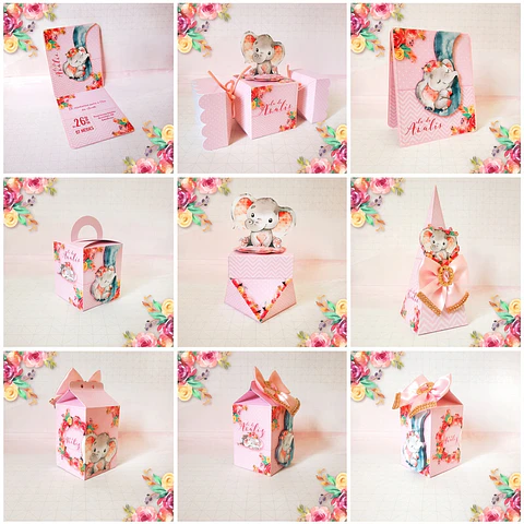 Arquivo de Corte Kit Festa Chá de Bebê Elefantinha Rosa Menina 4