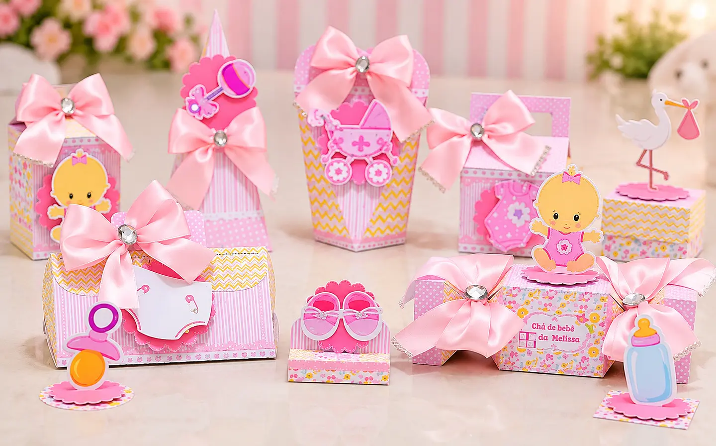 Arquivo de Corte Kit Festa Chá de Bebê Rosa Menina 7 1