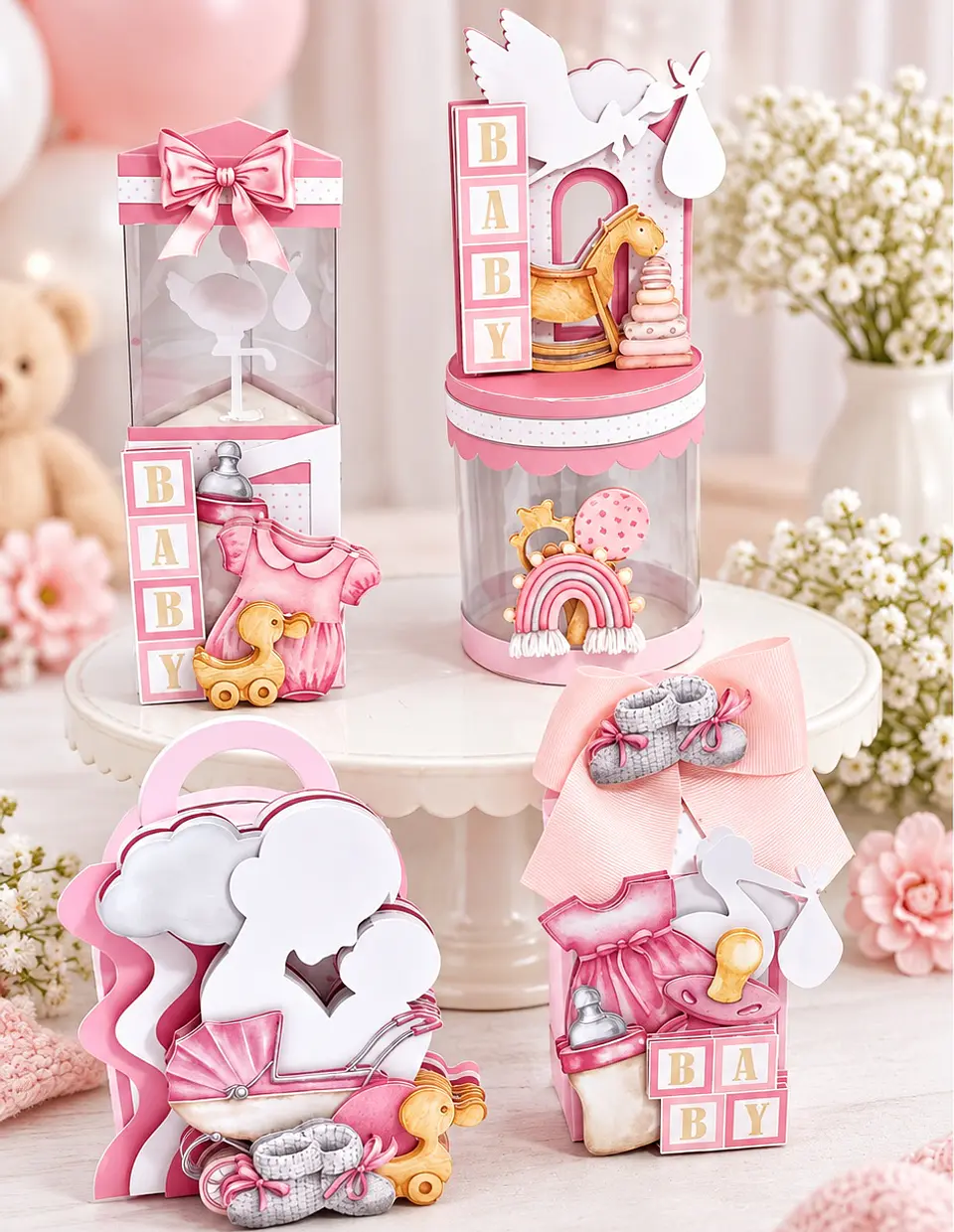 Arquivo de Corte Kit Festa Chá de Bebê Rosa Menina 6 1