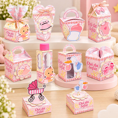 Arquivo de Corte Kit Festa Chá de Bebê Rosa Menina 5