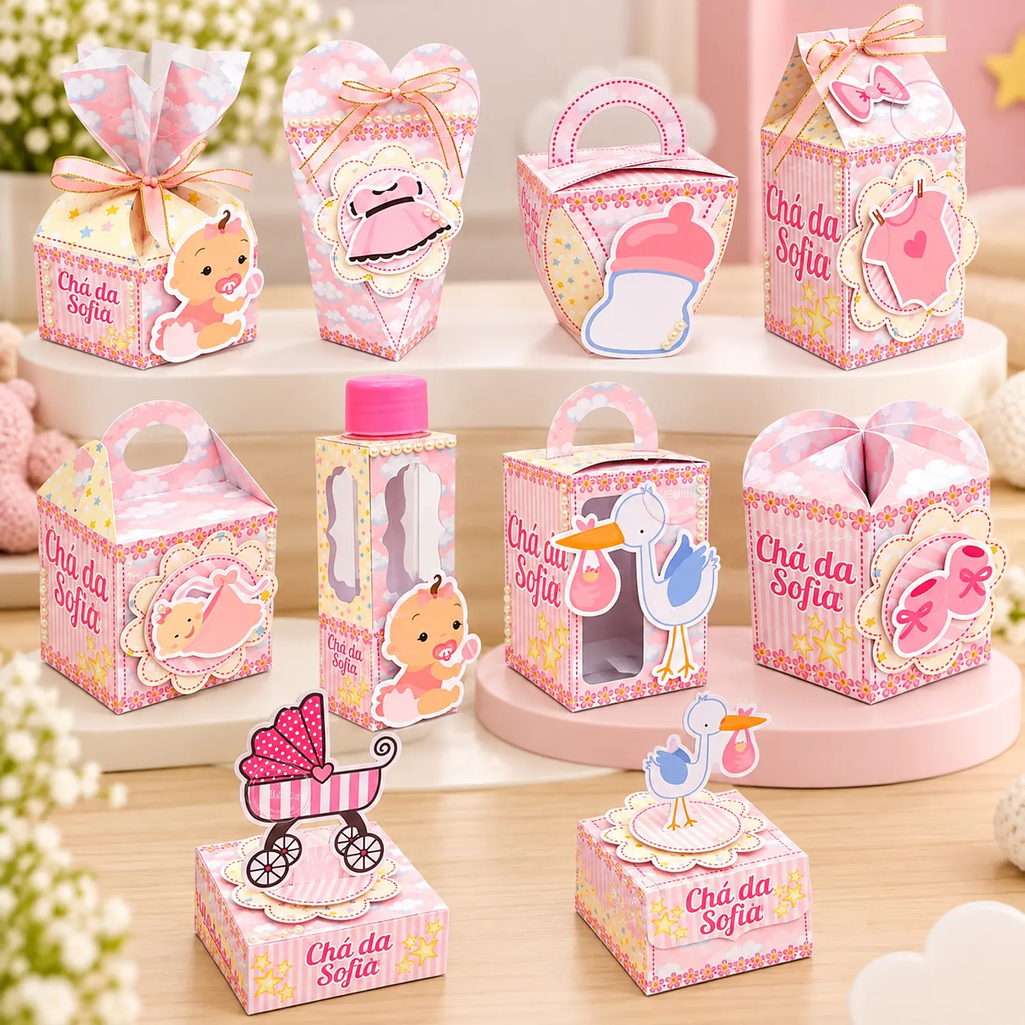 Arquivo de Corte Kit Festa Chá de Bebê Rosa Menina 5 1