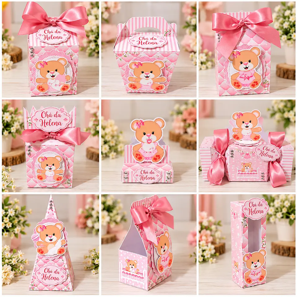 Arquivo de Corte Kit Festa Chá de Bebê Ursinha Rosa 8 1