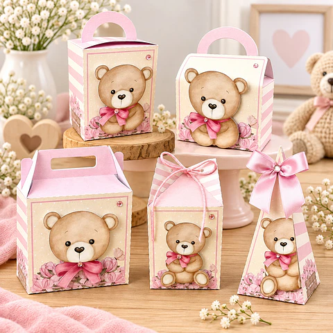 Arquivo de Corte Kit Festa Chá de Bebê Ursinha Rosa 7