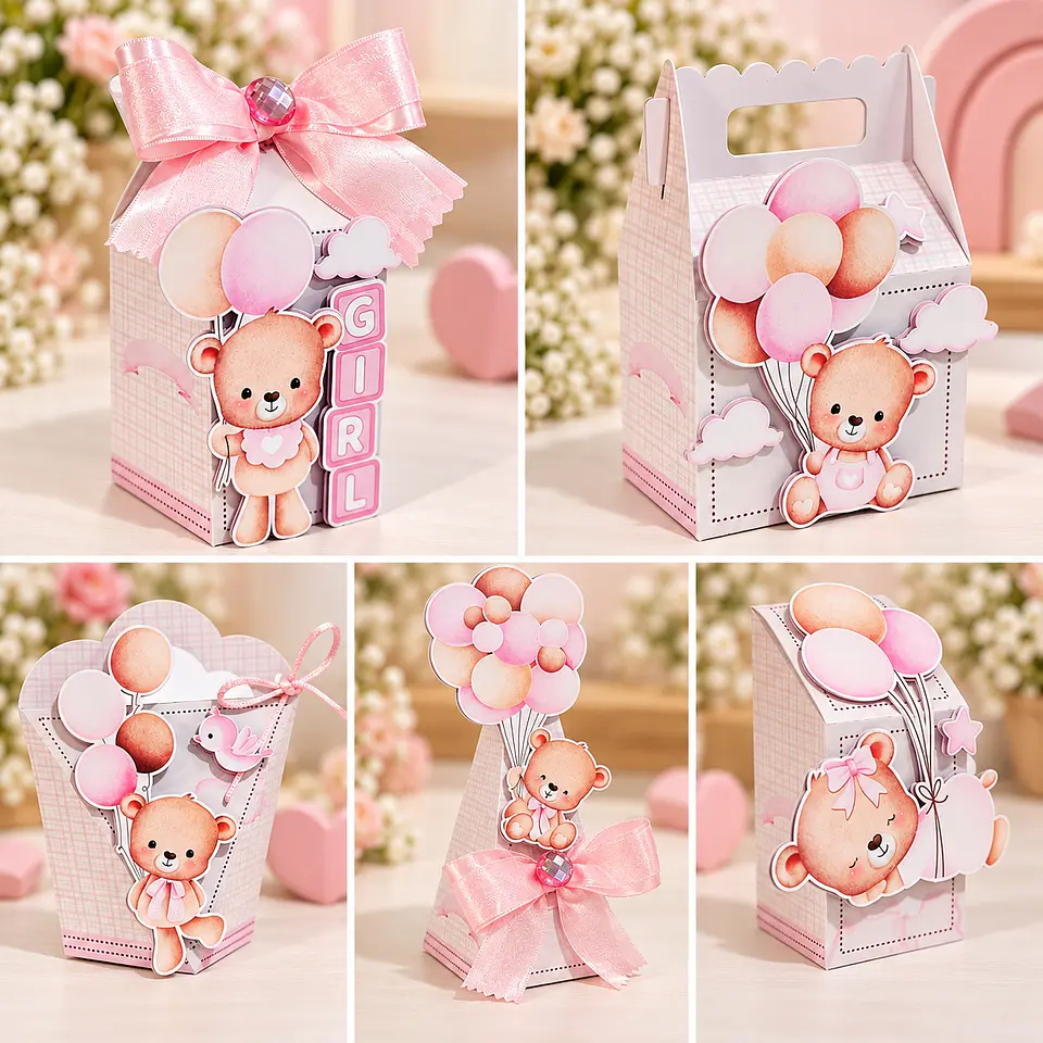 Arquivo de Corte Kit Festa Chá de Bebê Ursinha Rosa 3 1