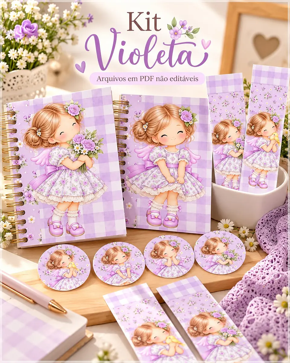 Encadernação - Coleção Violeta ( Caderno , Capa Bloquinho Marca página) 1