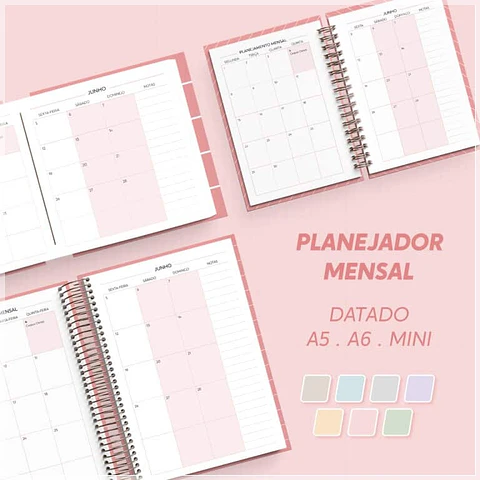 Encadernação - Planejador Mensal 27 A5, A6 e Mini