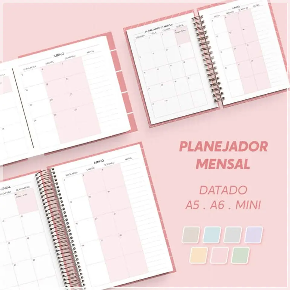 Encadernação - Planejador Mensal 27 A5, A6 e Mini 1