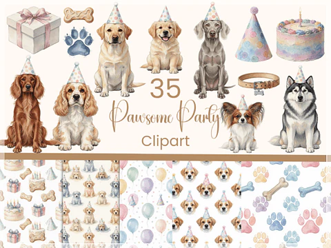 Kit Digital Cachorrinhos Aquarelados 24