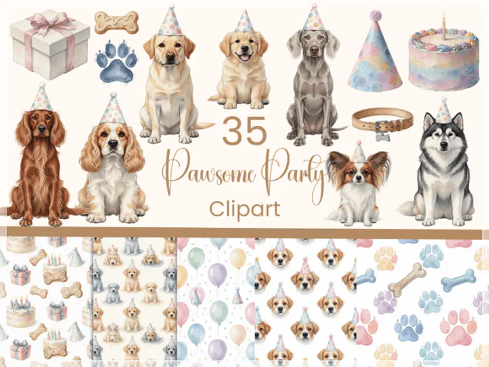 Kit Digital Cachorrinhos Aquarelados 24 1