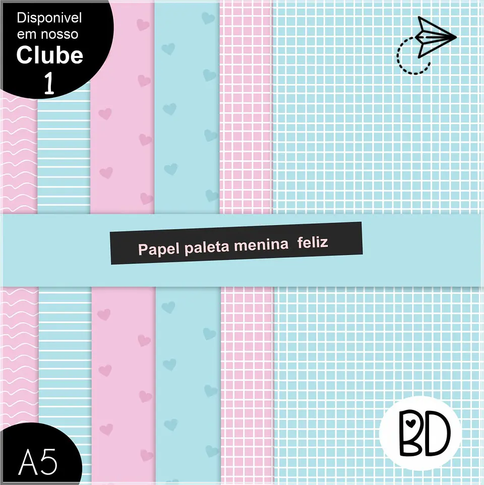 Kit Digital Papéis Azul e Rosa Menina Feliz 796 1