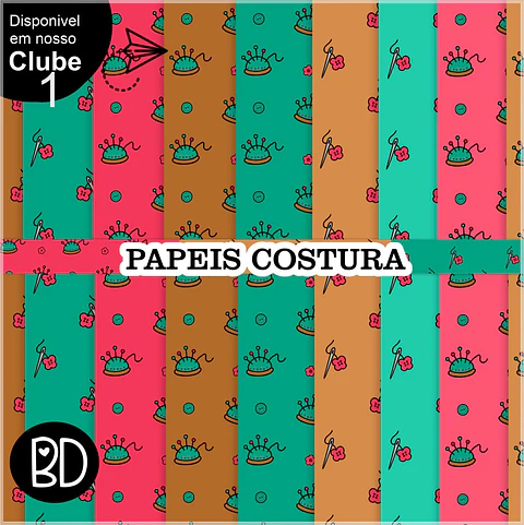Kit Digital Papéis Costura Costureira 793