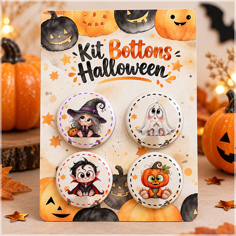 Arquivo de Corte Bottons Halloween Personagens 4