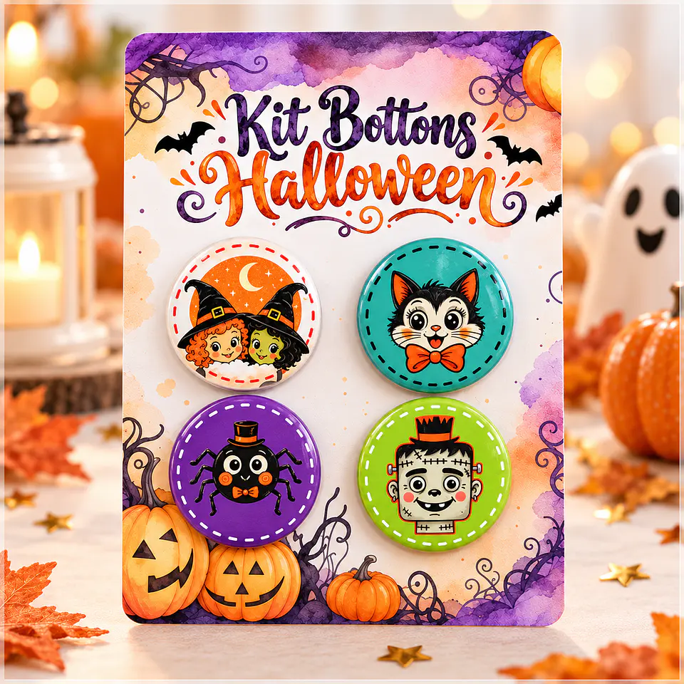 Arquivo de Corte Bottons Halloween Retro 2 1
