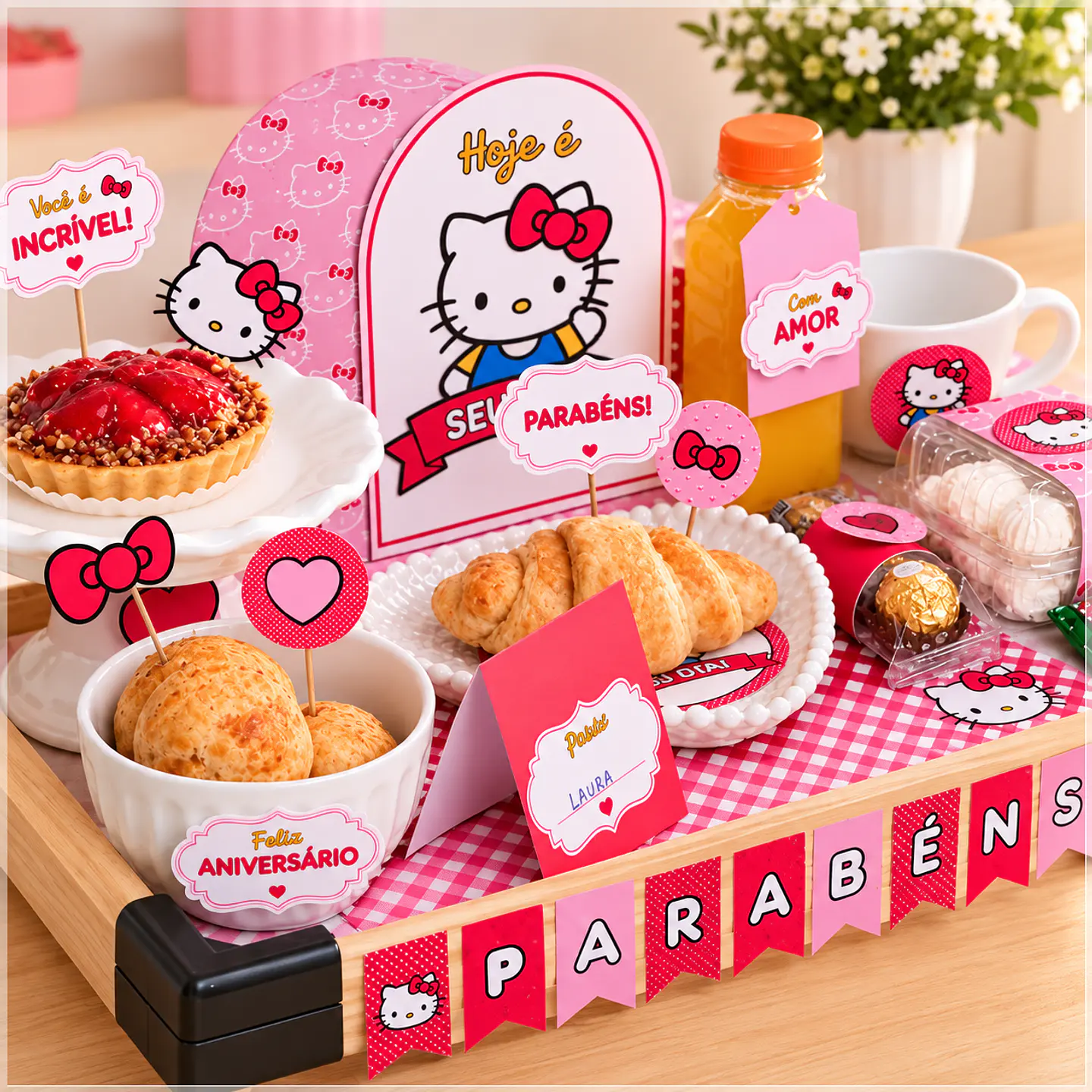 Arquivo de Corte Kit Bandeja Aniversário Hello Kitty 4 1