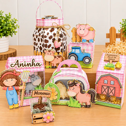 Arquivo de Corte Kit Festa Fazendinha Rosa 18