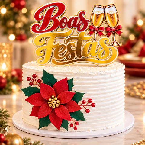 Arquivod e Corte Topo de Bolo Natal Boas Festas 1