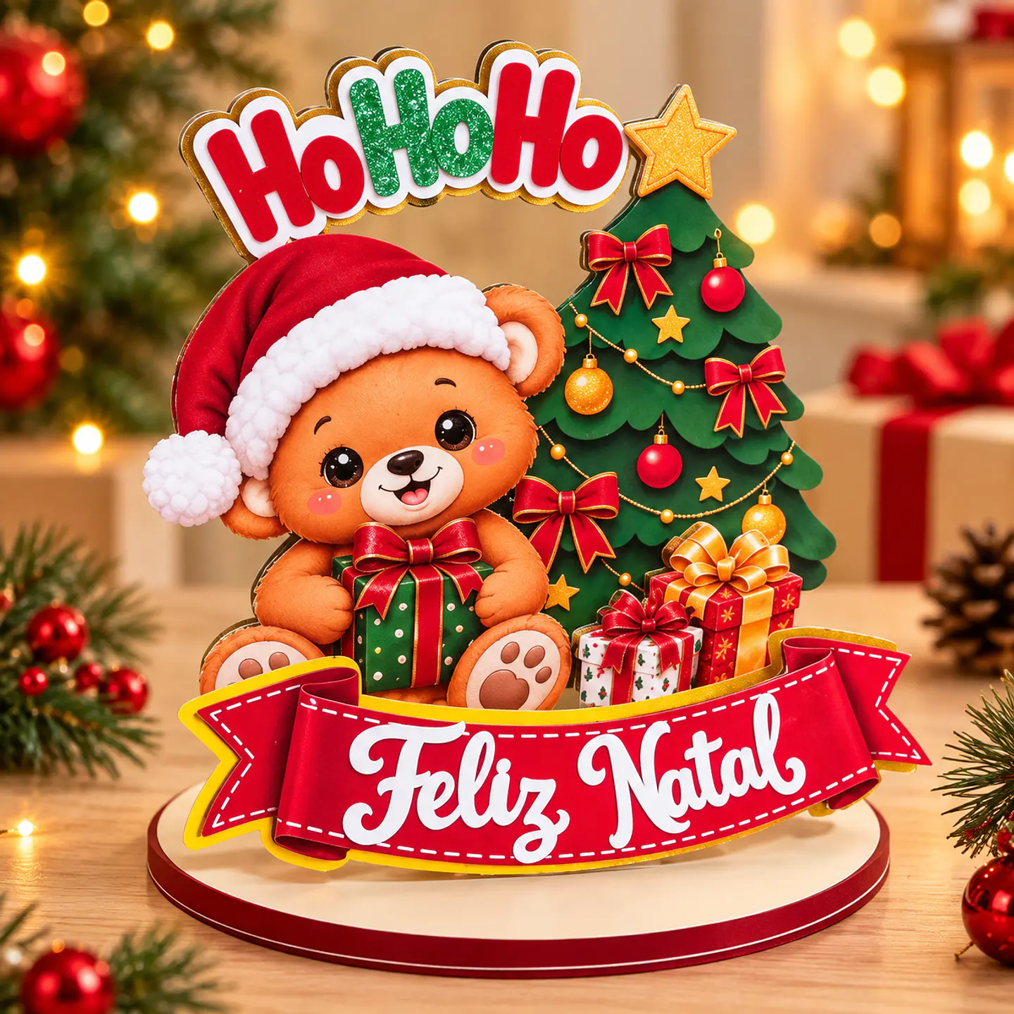 Arquivo de Corte Topo de Bolo Cenário Ursinho Natal 4 1