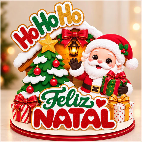Arquivo de Corte Topo de Bolo Cenário Papai Noel Natal 3