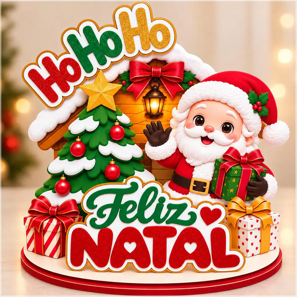 Arquivo de Corte Topo de Bolo Cenário Papai Noel Natal 3 1