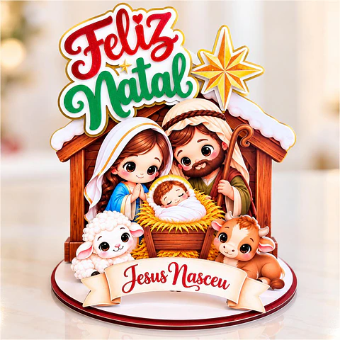 Arquivo de Corte Topo de Bolo Cenário Presépio Natal 2