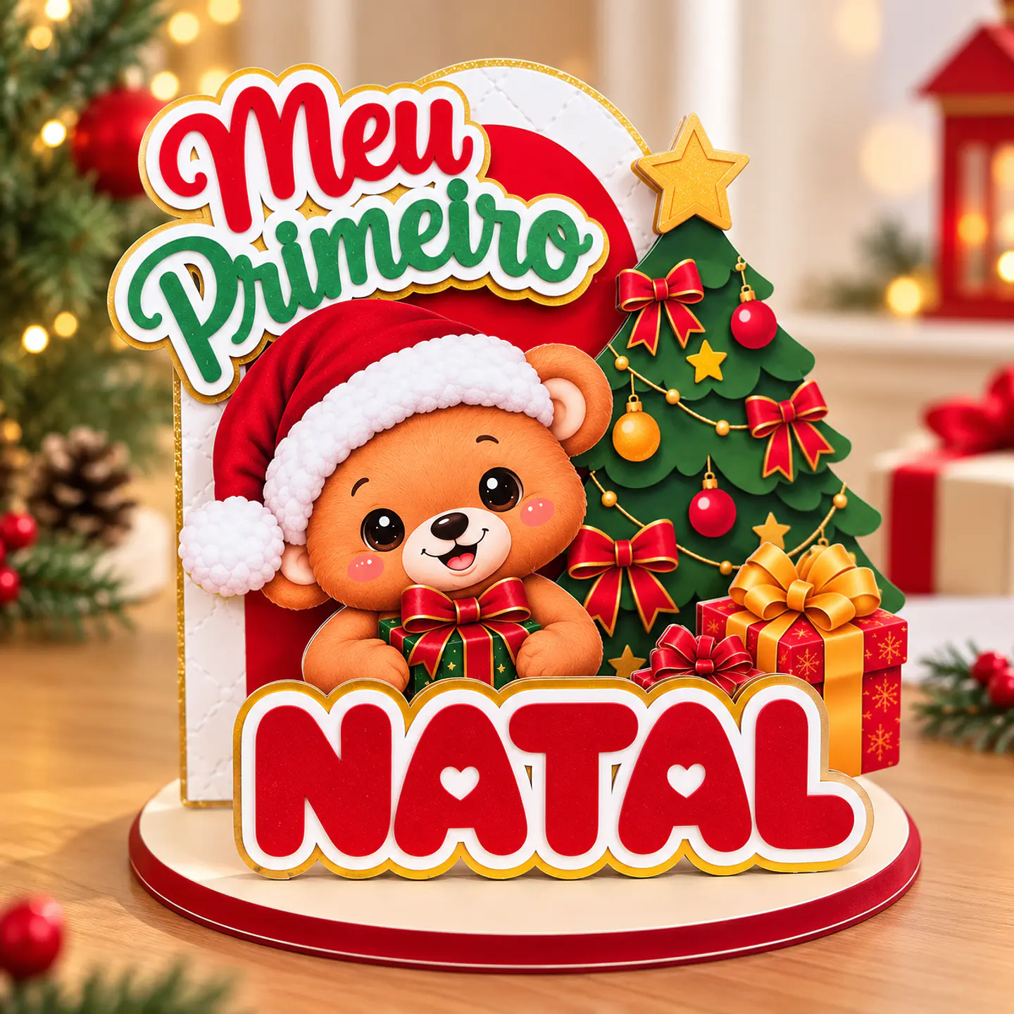 Arquivo de Corte Topo de Bolo Cenário Ursinho Natal 1 1