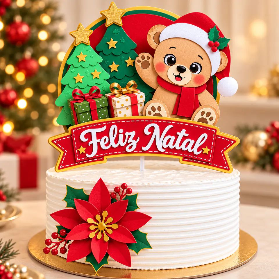 Arquivod e Corte Topo de Bolo Natal Ursinho 1 1