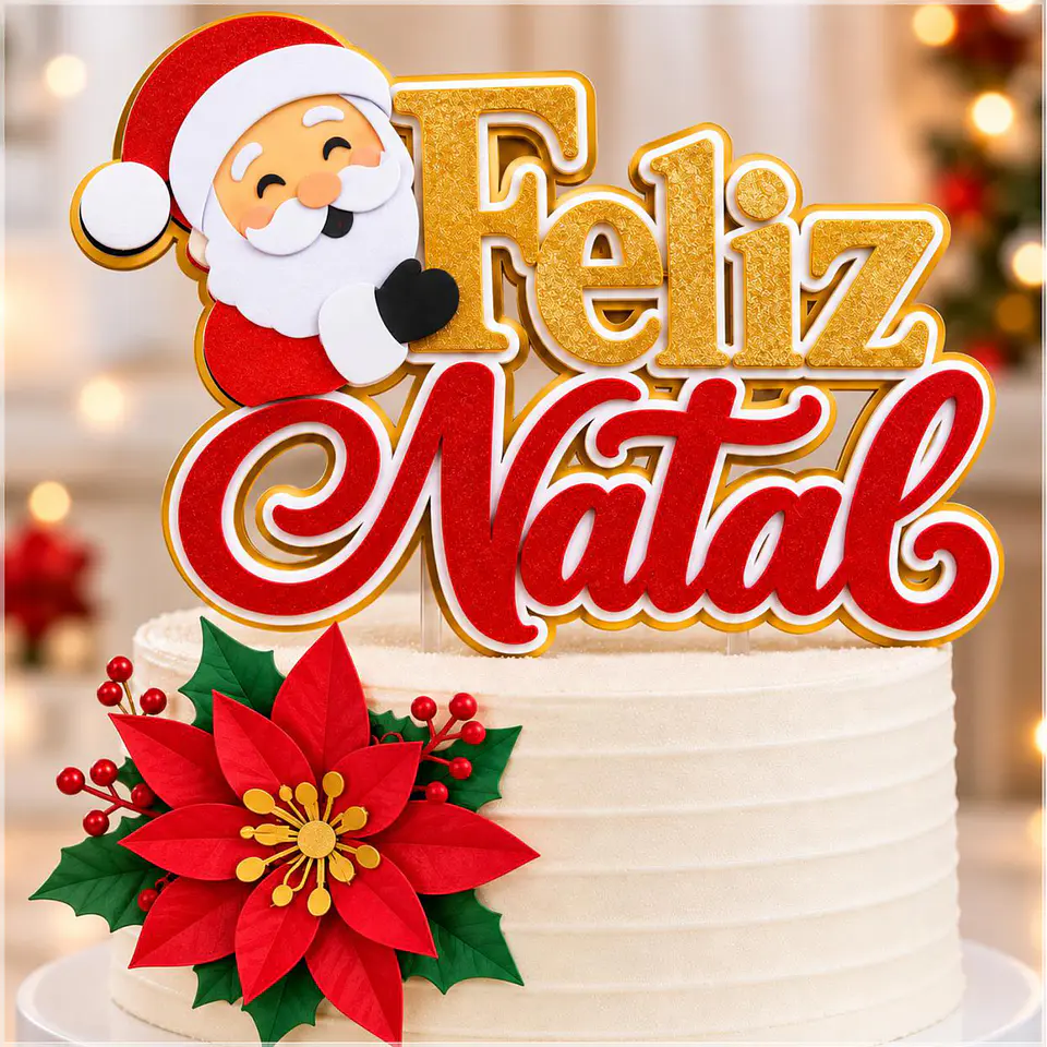 Arquivod e Corte Topo de Bolo Natal Papai Noel 5 1
