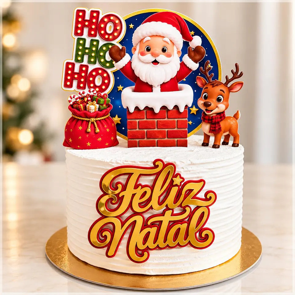 Arquivod e Corte Topo de Bolo Natal Papai Noel 1 1