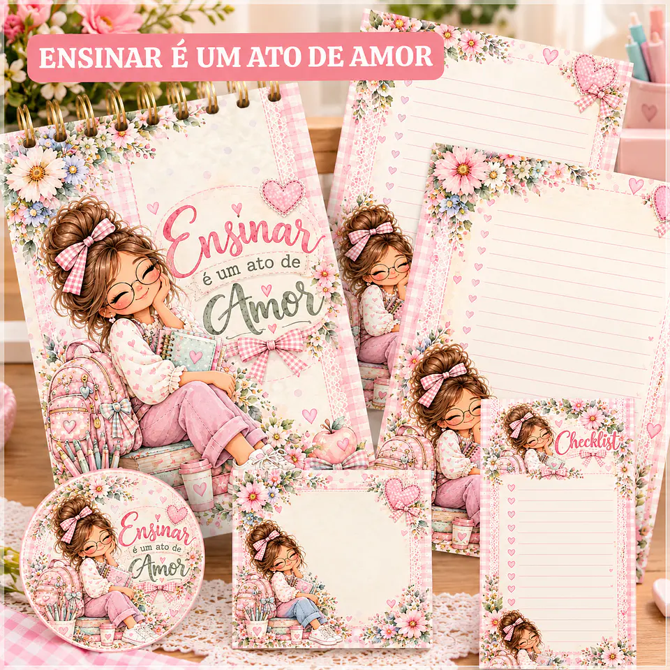 Encadernação - Ensinar é um ato de Amor Rosa Dia dos Professores 1