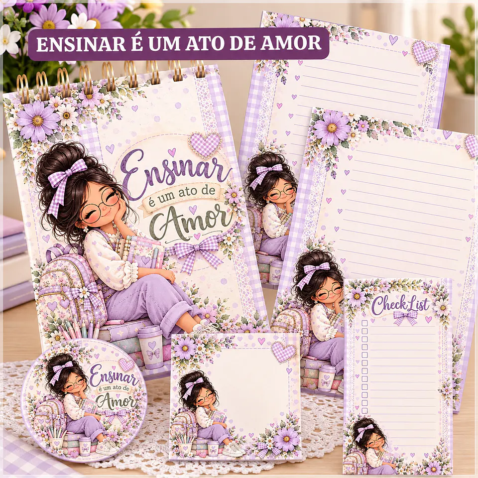 Encadernação - Ensinar é um ato de Amor Lilás Dia dos Professores 1