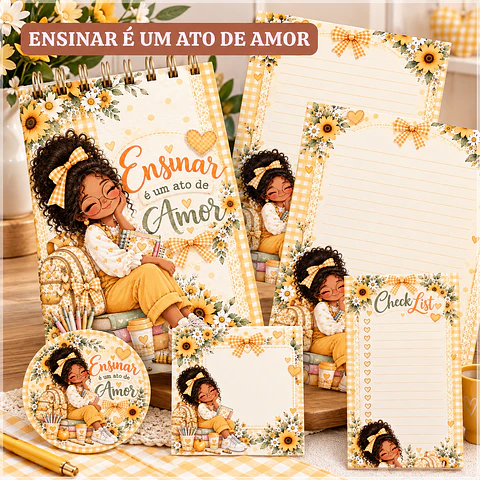 Encadernação - Ensinar é um ato de Amor Amarelo Dia dos Professores