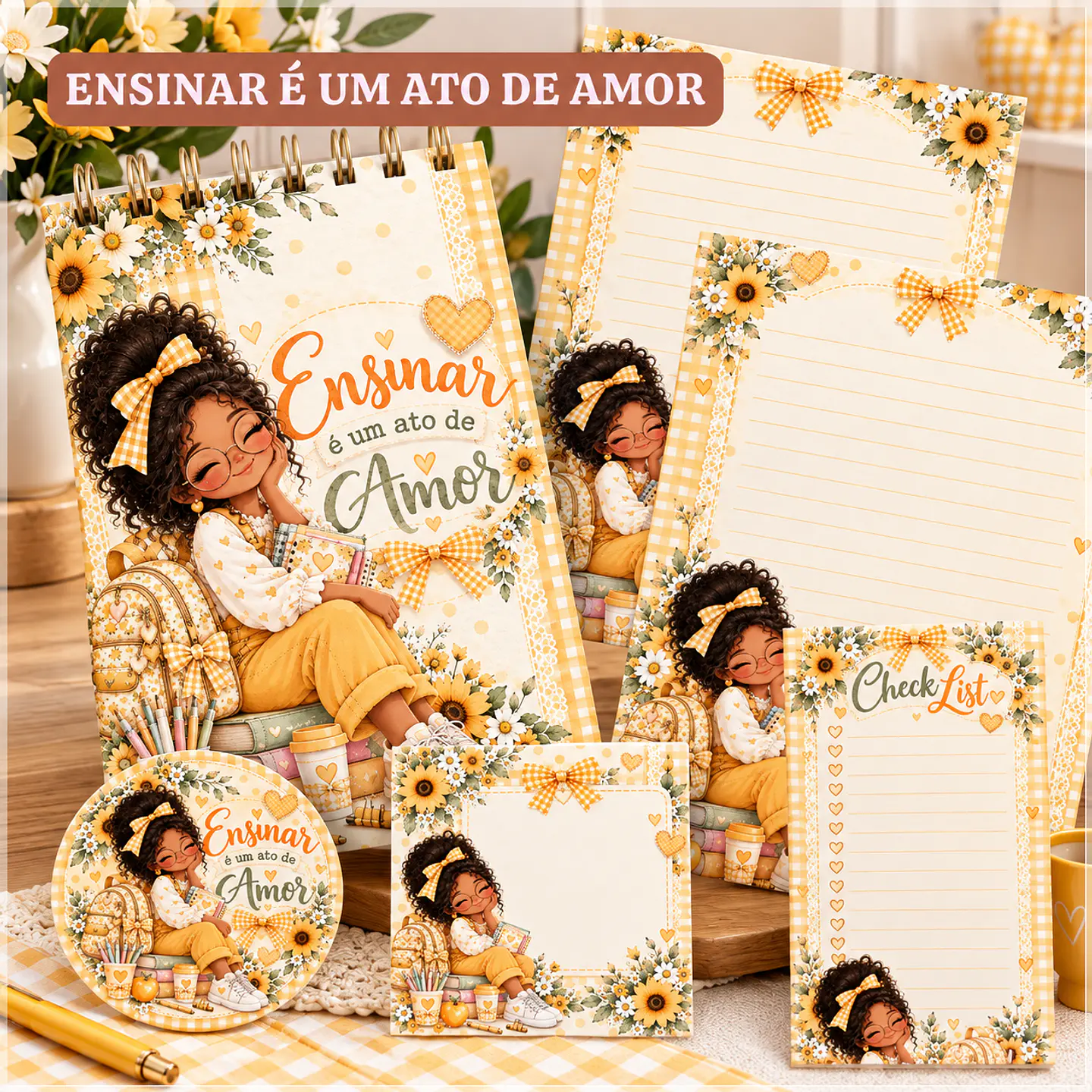 Encadernação - Ensinar é um ato de Amor Amarelo Dia dos Professores 1