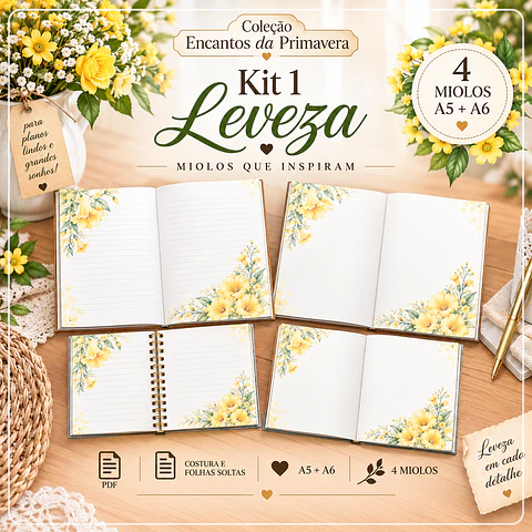 Encadernação - Miolos Leveza Encantos Primavera