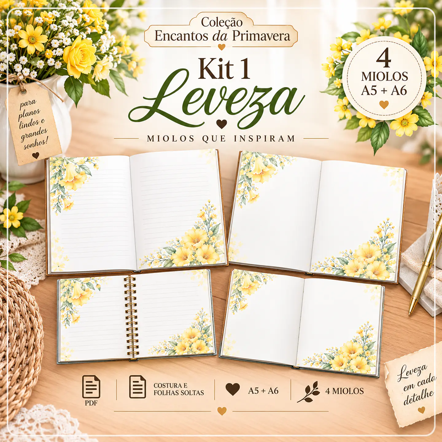 Encadernação - Miolos Leveza Encantos Primavera 1