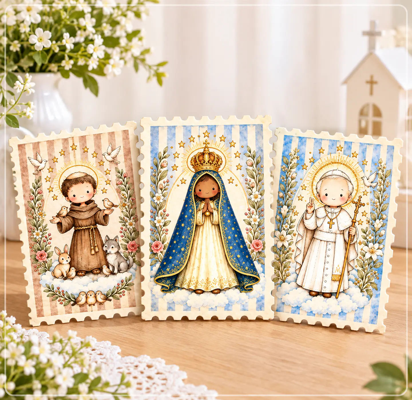 Arquivo de Corte Santinhos de Outubro Nossa Senhora Aparecida São Francisco São João Paulo II 4 1