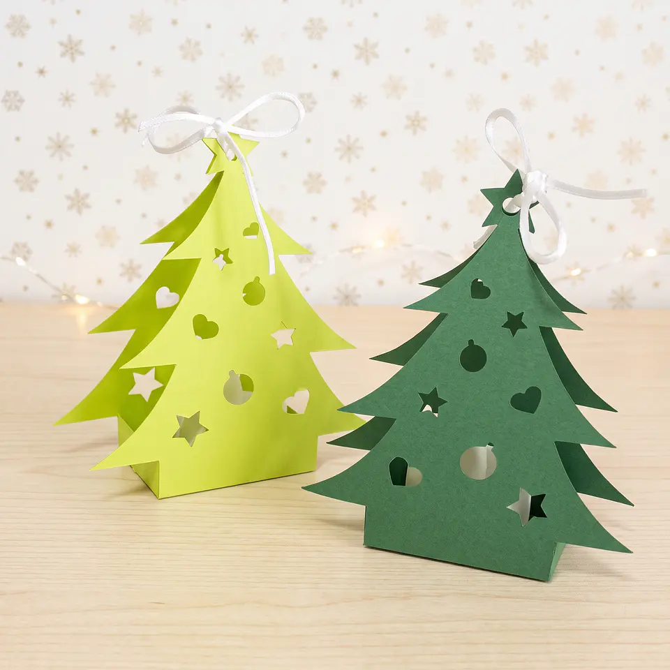 Arquivo de Corte Christmas Tree Luminary Box Template Natal 4 1