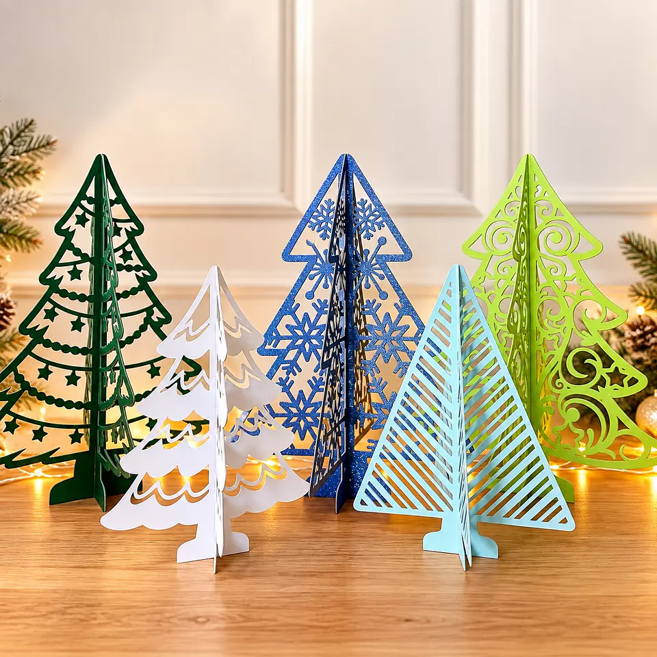 Arquivo de Corte Pinheiros 3D Natalinos de Mesa Natal 1 1