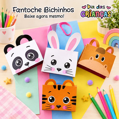 Arquivo de Corte Fantoches Bichinhos Dia das Crianças 8