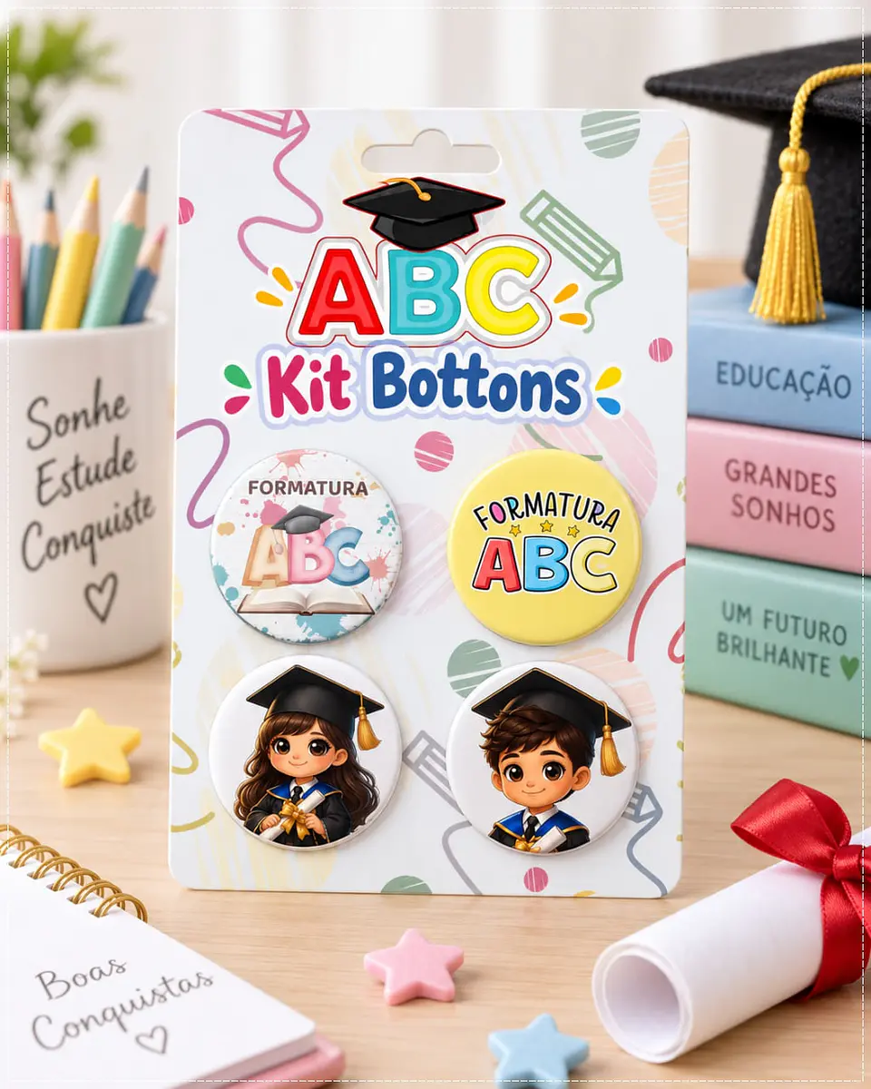 Arquivo de Corte Bottons Formatura ABC 5x5 11 1