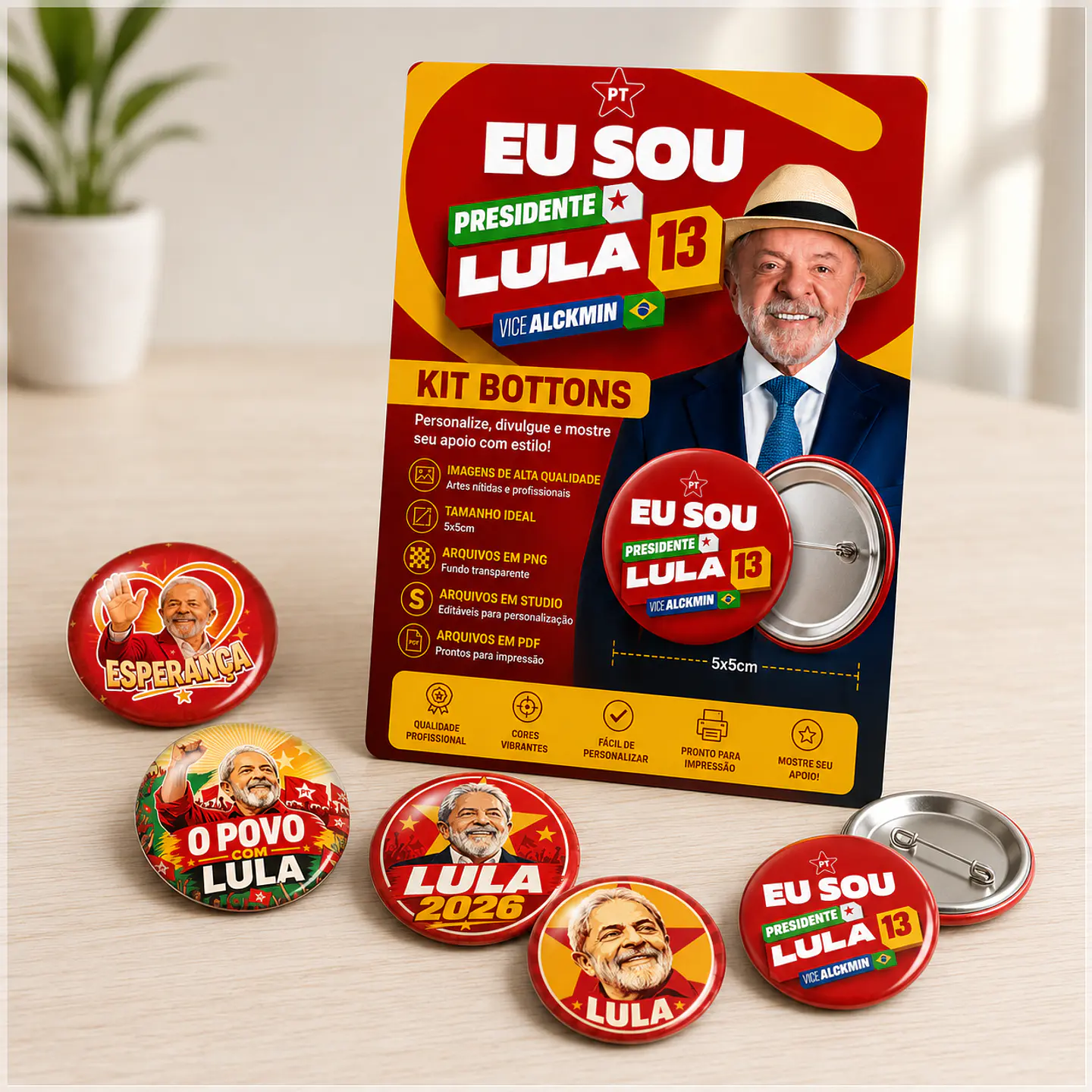 Arquivo de Corte Bottons Política Lula 13 7 1