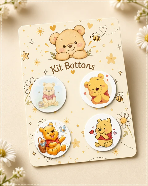 Arquivo de Corte Bottons Ursinho Pooh 5x5 12