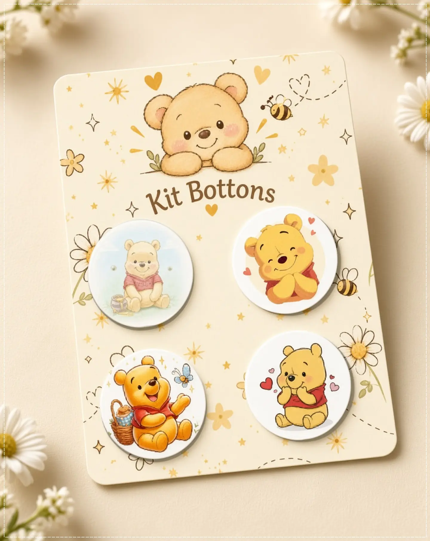Arquivo de Corte Bottons Ursinho Pooh 5x5 12 1